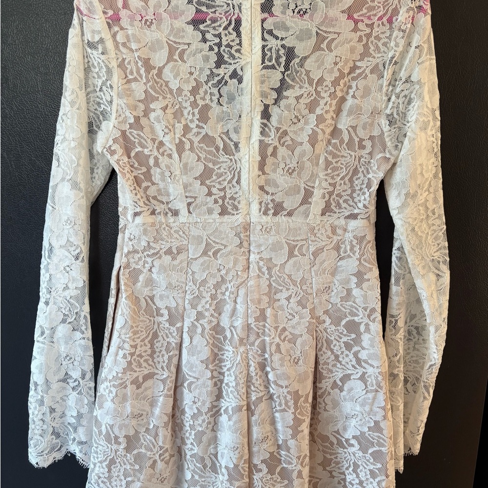 Lulu's Cream Lace Overlay Dress - Picture 3 of 6
